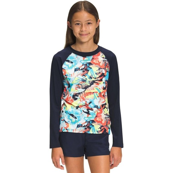 THE NORTH FACE Long Sleeve Sun Tee Youth Girls XL 18-20 Navy Blue Rashguard NEW